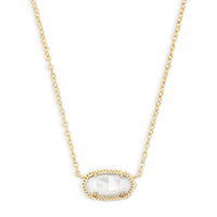 Elisa Gold Pendant Necklace In Ivory Mother of Pearl