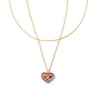 Penny Heart Multi Strand Necklace Gold in Mulberry Mother of Pearl