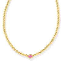 Abbie Gold Beaded Necklace in Azalea Illusion