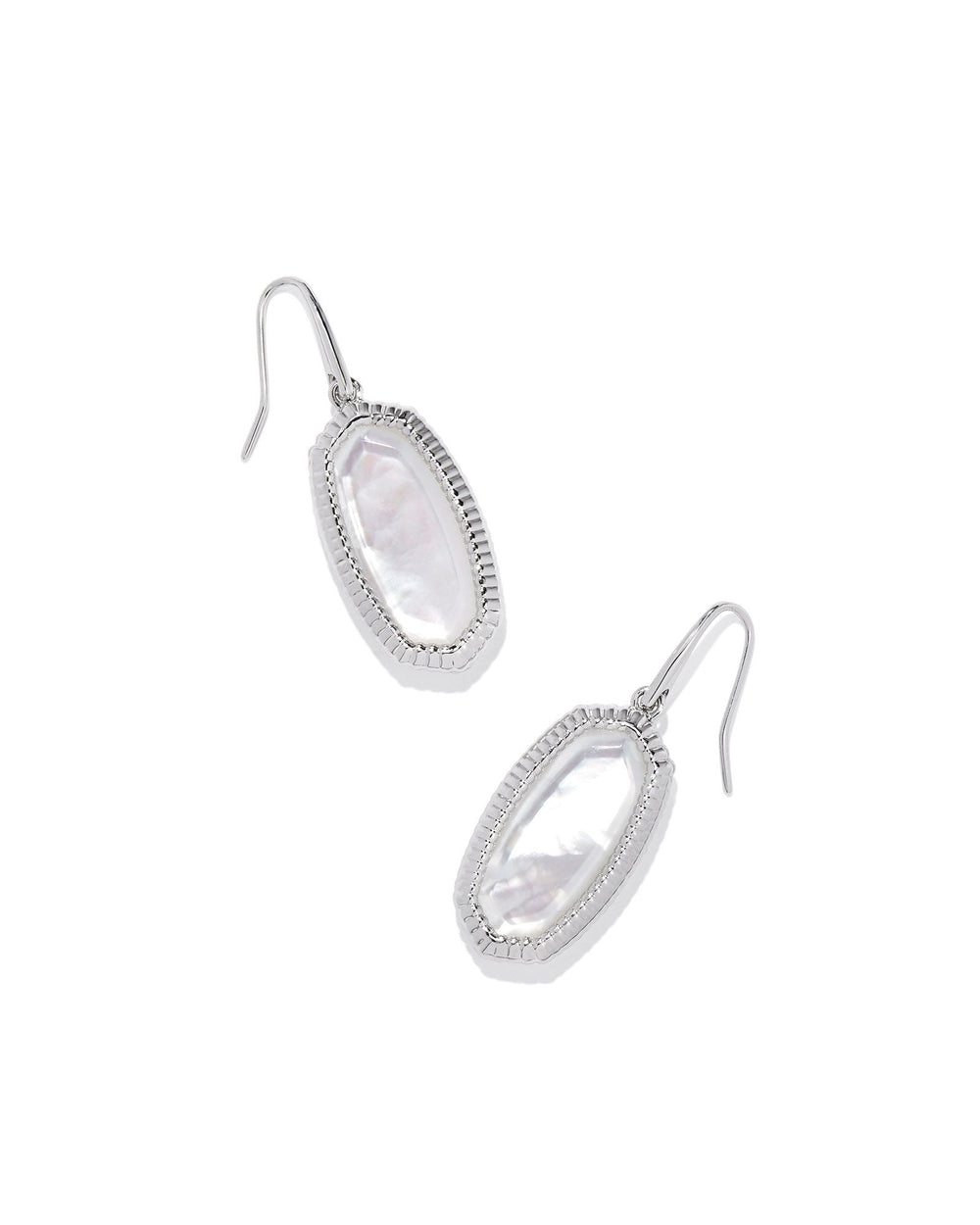 9608864568 Dani Silver Ridge Frame Drop Earrings in Ivory Mother of Pearl