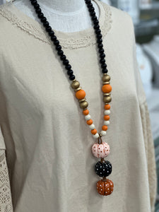 Wooden Pumpkin Necklace