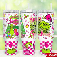 Pink Merry Grinchmas 40oz Tumbler