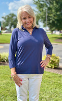Lulu-B 3/4 Collar Top - NVY
