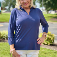 Lulu-B 3/4 Collar Top - NVY