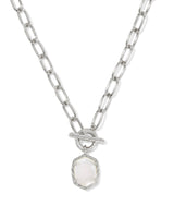 Daphne Silver Link and Chain Necklace in Ivory Mother of Pearl
