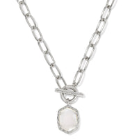 Daphne Silver Link and Chain Necklace in Ivory Mother of Pearl