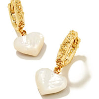 Penny Heart Huggie Earring Gold in Ivory Mother of Pearl