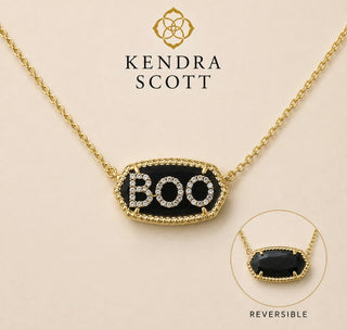 Elisa Boo Pendant Necklace Gold Black Granite