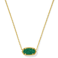 Elisa Gold Short Pendant Necklace in Emerald Drusy