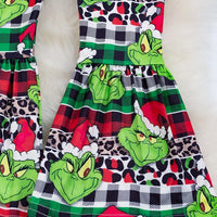 Don't Be A Grinch Leopard and Plaid Toddler Outfit Set