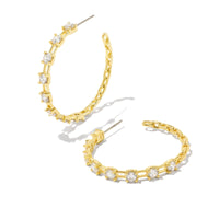 Lexi Gold Hoop Earrings in White Crystal