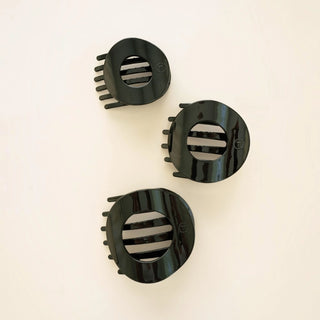 Flat Circle Hair Clip - Jet Black