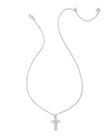 Gracie Cross Pendant Necklace Silver in White Crystal
