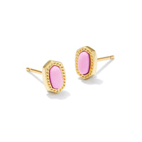 Mini Ellie Gold Stud Earrings in Fuchsia Magnesite