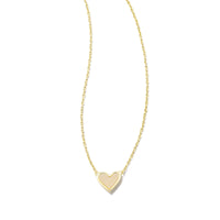 Framed Ari Heart Gold Short Pendant Necklace in Iridescent Drusy