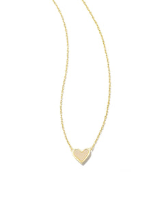 Framed Ari Heart Gold Short Pendant Necklace in Iridescent Drusy