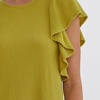 Chartreuse Ribbed Sleeveless Dress