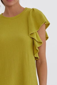 Chartreuse Ribbed Sleeveless Dress