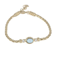 B5570-G6F0	Opalas do Mar Single Strand Blue Oval Opal CZ Bracelet - Gold