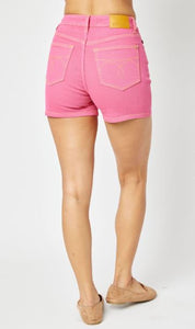 150266 Judy Blue - Magenta Garment Dyed Pkt Embroidery Shorts