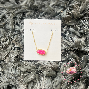 9608864138 Elisa Gold Pendant Necklace in Bright Pink Kyocera Opal