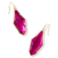 Evelyn Drop Earrings in Gold Dark Magenta Illusion