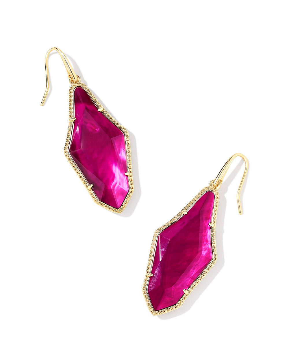 Evelyn Drop Earrings in Gold Dark Magenta Illusion