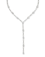 Lexi Silver Y Necklace in White Crystal
