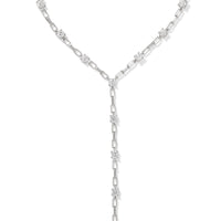 Lexi Silver Y Necklace in White Crystal