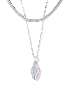 Evelyn Rhodium Multi Strand Necklace in Rock Crystal Dichroic