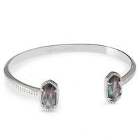 4217713791 - Elton Silver Cuff Bracelet in Black Mother of Pearl