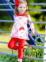 Red Plaid Santa Holiday Legging Girls Set
