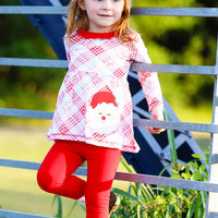 Red Plaid Santa Holiday Legging Girls Set