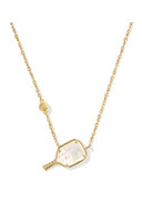 9608866766 Pickleball Short Pendant Necklace Gold in Ivory Mother of Pearl
