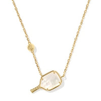 9608866766 Pickleball Short Pendant Necklace Gold in Ivory Mother of Pearl