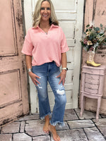 High-Rise Crop Flare Ankle Fray Hem Jean
