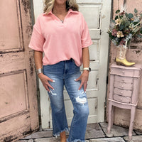High-Rise Crop Flare Ankle Fray Hem Jean