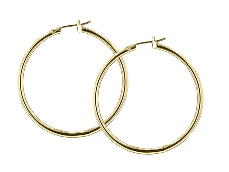 G3227-G000 Small, G3228-G000 Large - Gold Hoop Earrings