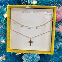 Amelia Gold Cross Necklace Gift Set in White Crystal