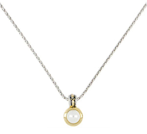 K5124-AB03 Pérola Collection - White Seashell Pearl Pendant with Chain