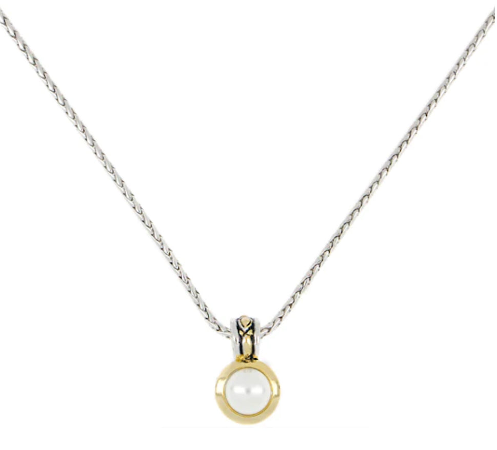 K5124-AB03 Pérola Collection - White Seashell Pearl Pendant with Chain