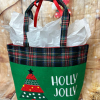 Christmas Embroidered Tote - Holly Jolly