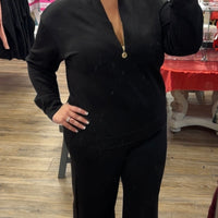 Black Quarter Zip Jogging Top