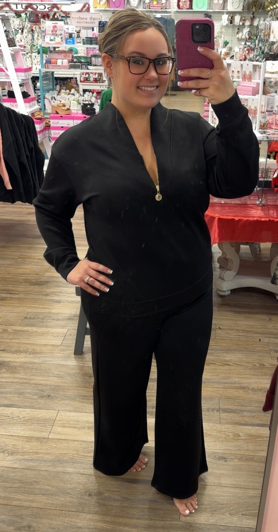 Black Quarter Zip Jogging Top