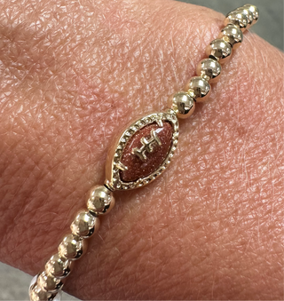 Football Gold Stretch Bracelet in Orange Goldstone