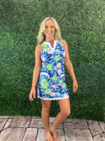 Navy Hawaiian Floral - Sleeveless Dress
