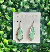Adriana Scallop Frame Silver Earrings in Sea Green Chrysocolla

