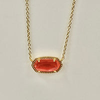 9608864837 - Elisa Necklace in Gold Coral Pink Mother of Pearl