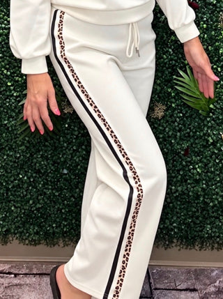 Soft Side Stripe Lounge Pant - Cream Leopard