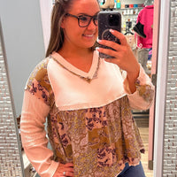 Cream Paisley Long Sleeve Top